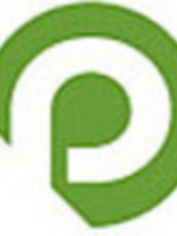 Un logotipo de una letra 'P' en verde con un patrón de puntos y líneas en su interior.