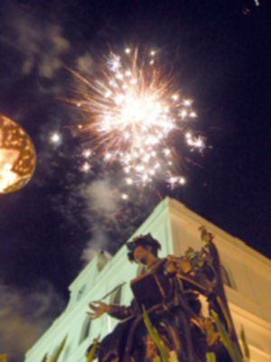 Sevilla.En la villa de Alcalá del Río (Sevilla), se celebró la procesión de subida del Santo Patrón San Gregorio de Osset