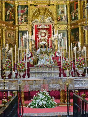 Sevilla.  La divina Pastora de Triana en su altar  de Novena.