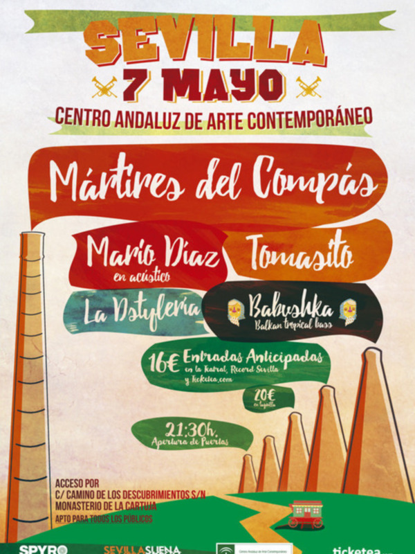 MARTIRES DEL COMPAS, Tomasito, Mario Díaz, La Dstylería y Babvshka Balkan Party todos juntos en Sevilla.