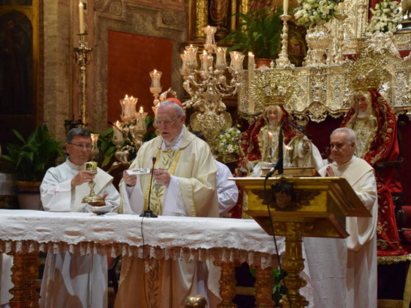La Función Principal en honor a Santa Ana, fue presidido por el Cardenal Emérito de Sevilla Carlos Amigo Vallejo.