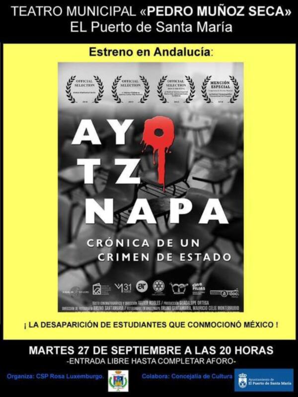 Anuncian la proyección de «AYOTZINAPA» en El Puerto de Santa María el martes 27 de septiembre