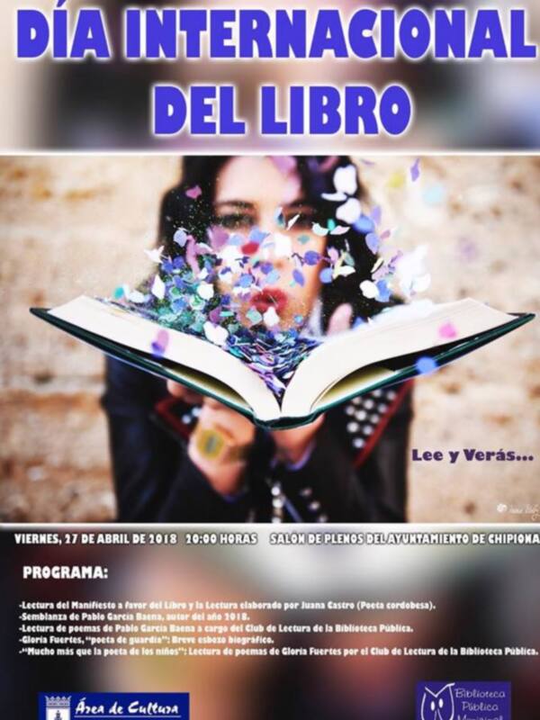El acto oficial del Día Internacional del Libro en Chipiona se celebra esta tarde en el salón de plenos