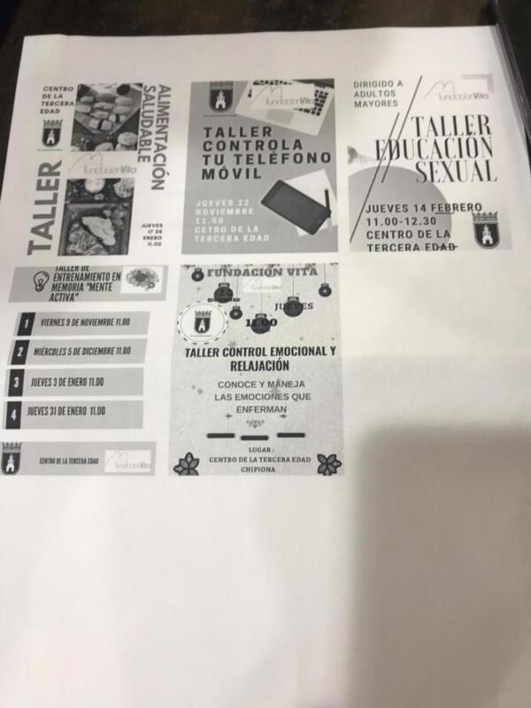 El Ayuntamiento de Chipiona oferta un programa de talleres en el Centro de Mayores con el apoyo de la Fundación Vita