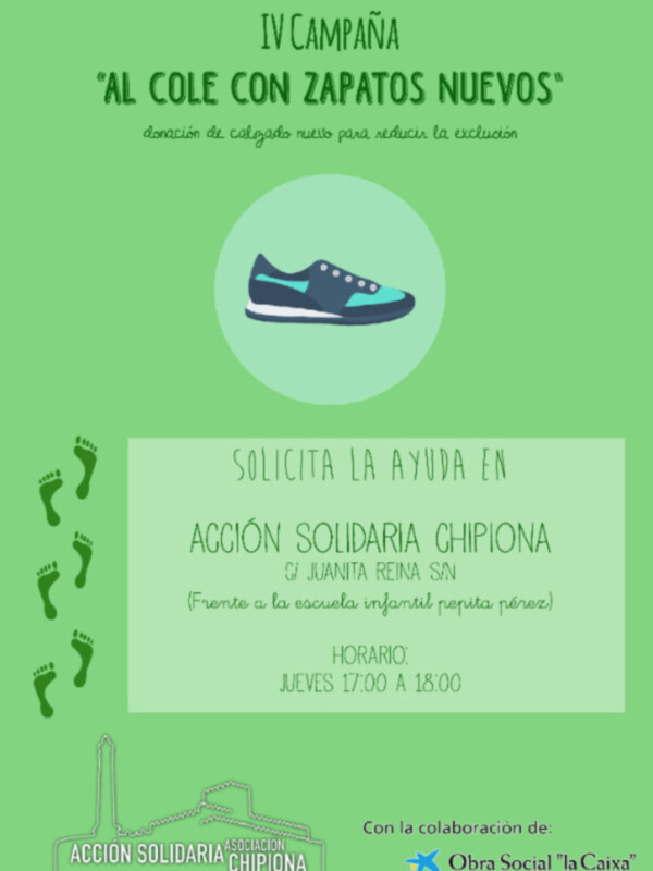 Acción Solidaria convoca la campaña "Al cole con zapatos nuevos"
