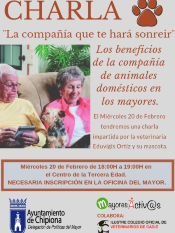 Una charla explicará los beneficios que las mascotas aportan a los mayores