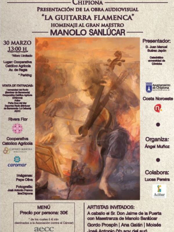 El sábado se presenta en Chipiona el audiovisual La guitarra flamenca, dedicado a Manolo Sanlúcar