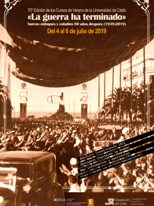 Diputación colabora en el curso ‘La guerra ha terminado. Nuevos enfoques y estudios 80 años después’ que imparte la Universidad de Cádiz