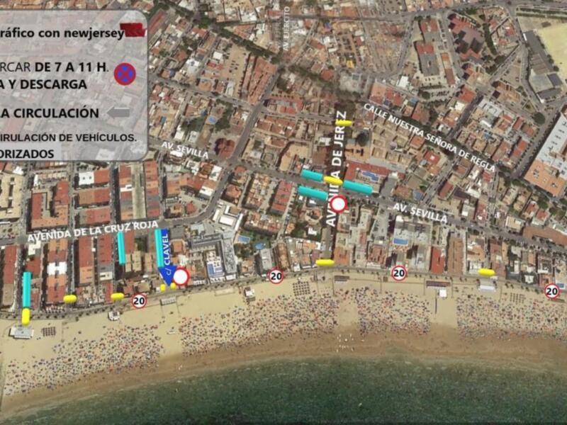 Delimitados espacios de zonas comerciales de Chipiona que habrán de quedar libres en verano para garantizar actuaciones de emergencia