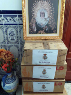 12.359 mascarilla donada por la Hermandad de la Soledad de Alcalá del Río para abastecer al Municipio.