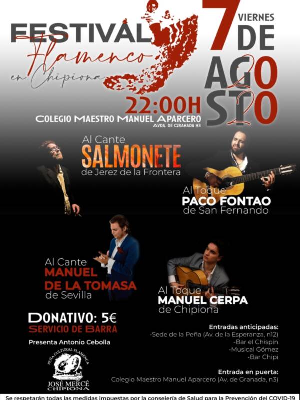 La Peña José Mercé ofrecerá el viernes 7 de agosto un nuevo festival flamenco con Salmonete de Jerez y Manuel de la Tomasa