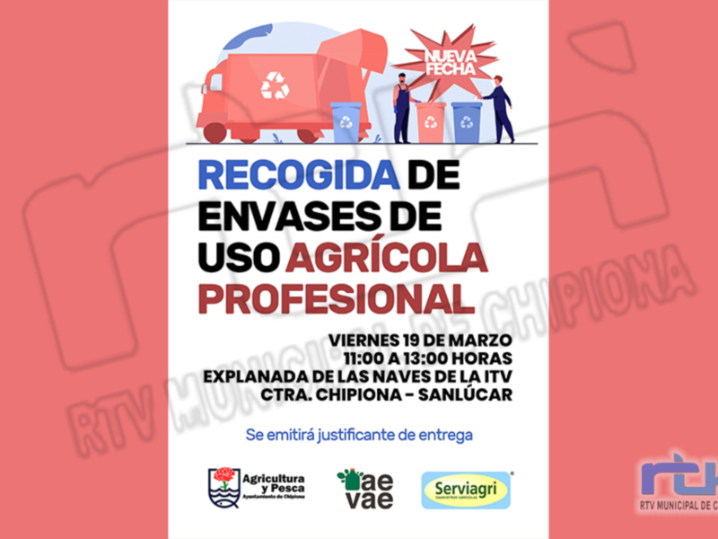 Laura Román informa que el viernes habrá una recogida de envases de uso profesional para los agricultores de Chipiona  