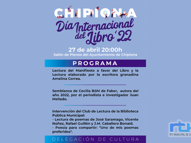 Un acto institucional conmemorará mañana miércoles el Día Internacional del Libro en Chipiona