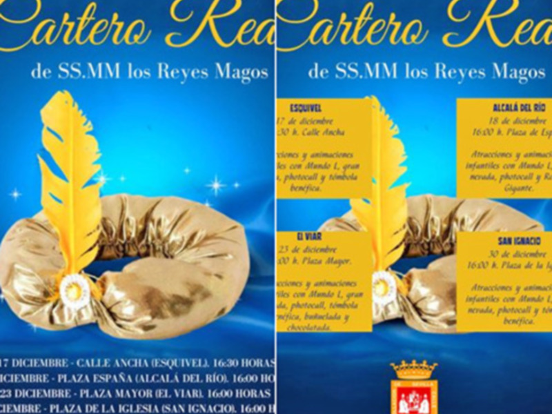 El cartero Real de SS.MM los Reyes magos visitaran Alcalá del Río y su Pedanía. 