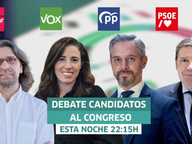 Canal Sur emite un debate entre candidatos al Congreso de las 4 principales fuerzas políticas de Andalucía