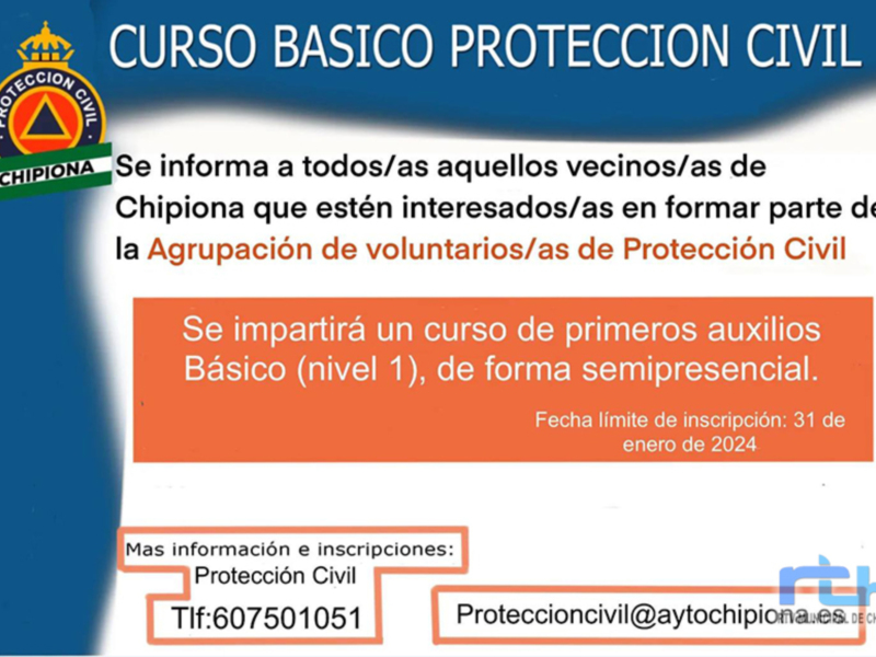Abiertas las inscripciones para un curso básico de Protección Civil  homologado y gratuito 