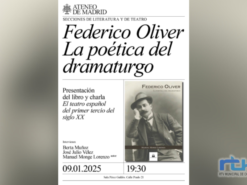 Manuel Monge presenta mañana en Madrid su obra sobre Federico Oliver con charla sobre el teatro español del primer tercio del siglo XX