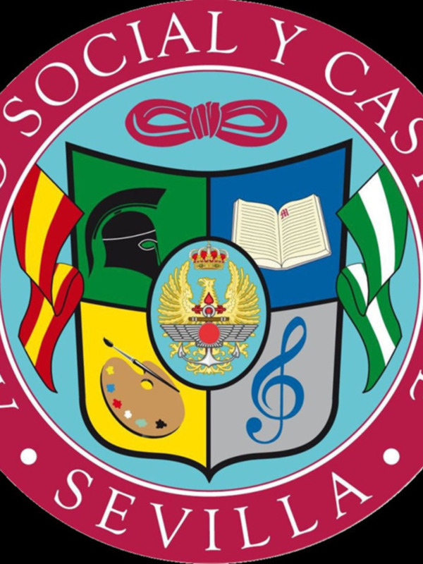 Escudo del Ateneo Social y Castrense de Sevilla, representando educación, cultura y tradición.