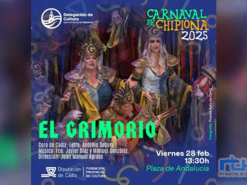 Cultura ofrece mañana una actuación del coro ‘El Grimorio’ en Chipiona a través del programa de carnaval de Diputación