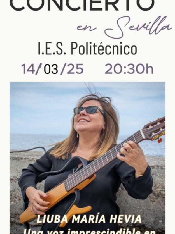 Liuba María Hevia ofrecerá lo mejor de su repertorio en el concierto de este próximo viernes 14 de marzo en el IES Politécnico de Sevilla