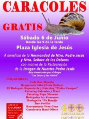 Gran Caracolada el 6 de Junio en la Plaza de la Iglesia de Nuestro Padre Jesús 