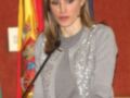 La Reina Letizia de España durante una conferencia de prensa en el Palacio de la Zarzuela.