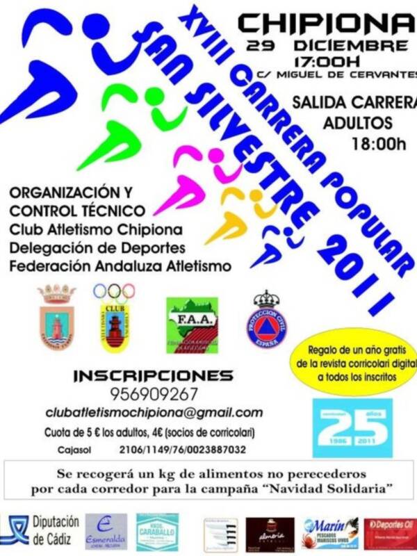 Abierto el plazo de inscripciones para la décimo octava carrera popular San Silvestre(Chipiona)
