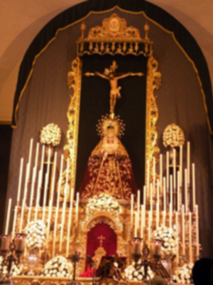 Provincia. Altar y culto de la Novena en honor de María. Stma. de las Angustias Coronada de la Hermandad de la Vera-cruz de Alcalá del Río 