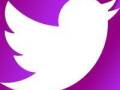 Twitter logo en color morado y blanco.