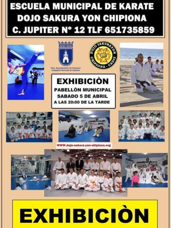 Más de 100 alumnos participarán en Chipiona en una exhibición de la Escuela Municipal de Kárate Dojo Sakura Yon