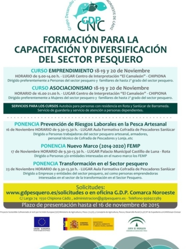 El Grupo de Desarrollo Pesquero de la Comarca Noroeste ofrece jornadas de formación y un ciclo de ponencias sobre el sector pesquero. 