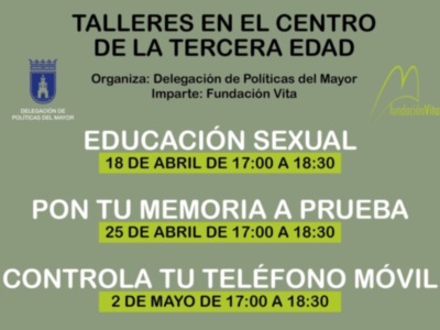 El Ayuntamiento pone en marcha tres talleres para mayores que serán impartidos por la Fundación Vita