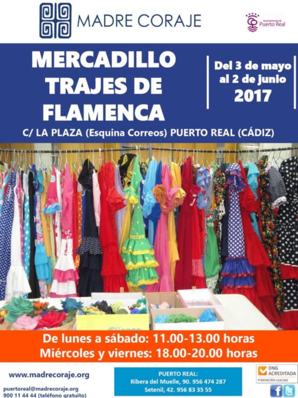 Madre Coraje Puerto Real abre el mercadillo de trajes de flamenca de segunda mano hasta el 2 de junio