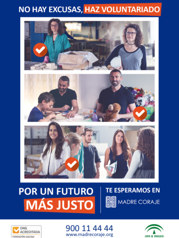 Madre Coraje relanza su campaña ‘No hay excusas’ en busca de personas voluntarias y solidarias