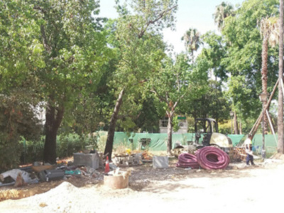 El Parque de los Príncipes, 12 meses afectado por la obra del colector de EMASESA.