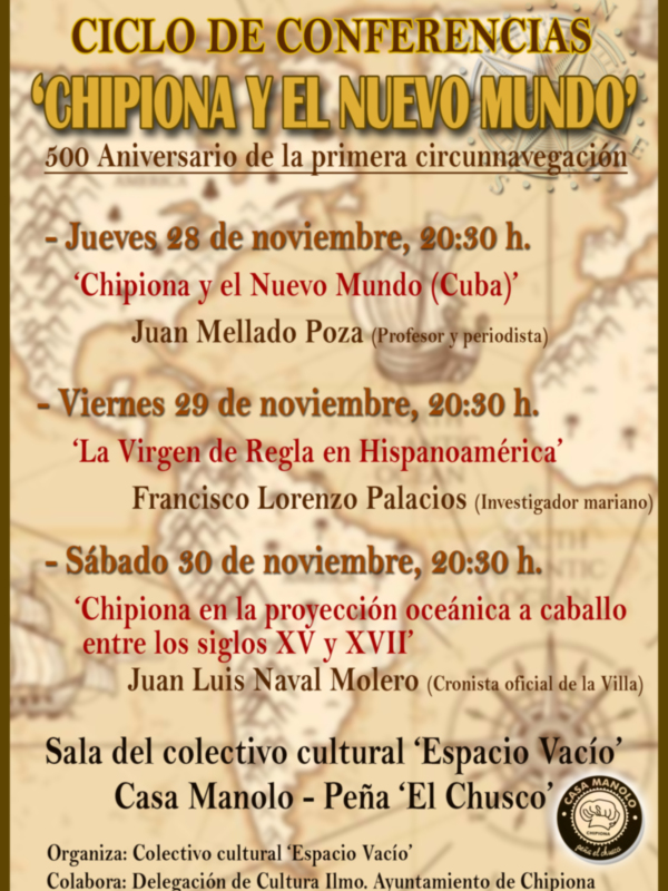 Espacio Vacío convoca las jornadas ‘Chipiona,encuentros con el Nuevo Mundo’ para la última semana de noviembre