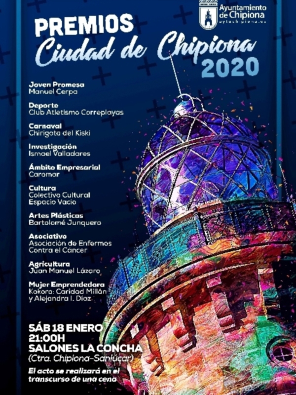 Diez personas, empresas y colectivos  serán distinguidos este sábado en los Premios Ciudad de Chipiona’