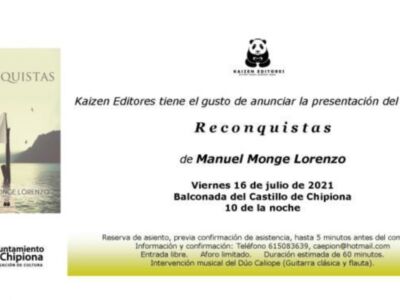 El chipionero Manuel Monge Lorenzo presentará el próximo viernes  ‘Reconquistas’, su tercer libro de poemas