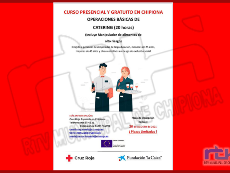 Cruz Roja lanza un curso en Chipiona un curso gratuito y presencial de operaciones básicas de catering