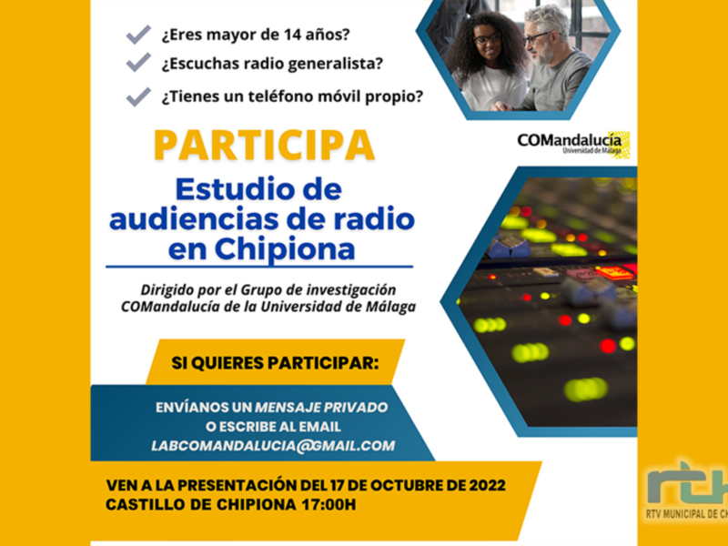El lunes 17 tendrán lugar en Chipiona sesiones informativas para un proyecto de APP de estudios de audiencia en radio local