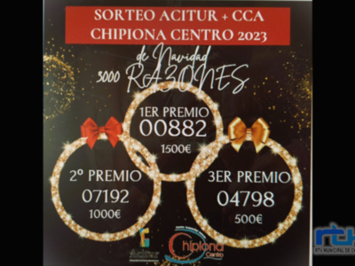 00882, 07192 y 04798 números agraciados con los tres premios del sorteo de Navidad de Acitur y Chipiona Centro