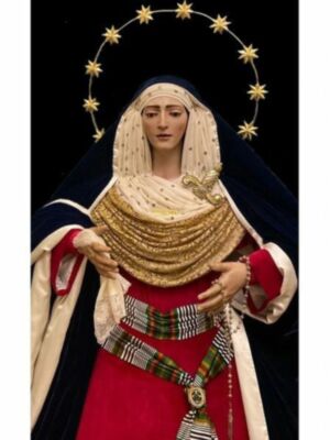 Maria Santisima  de la Esperanza de Alcalá del Río vestida para la Cuaresma en Tiempo de penitencia, ayuno y abstinencia