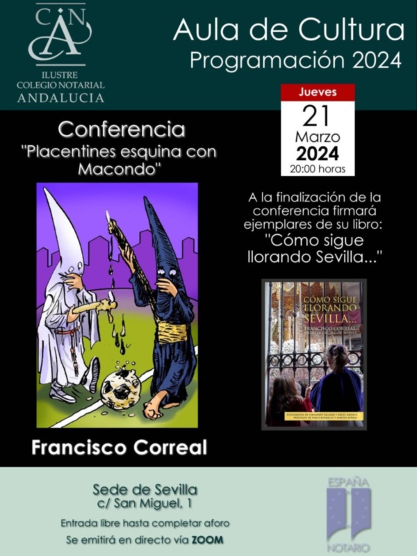 Conferencia sobre Semana Santa y fútbol internacional en el Colegio Notarial de Andalucía 