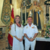  El Rvdo. Fernando E. Borrego Ojeda bendijo la Bandera nacional para la Virgen del Carmen del la Iglesia de Santiago.