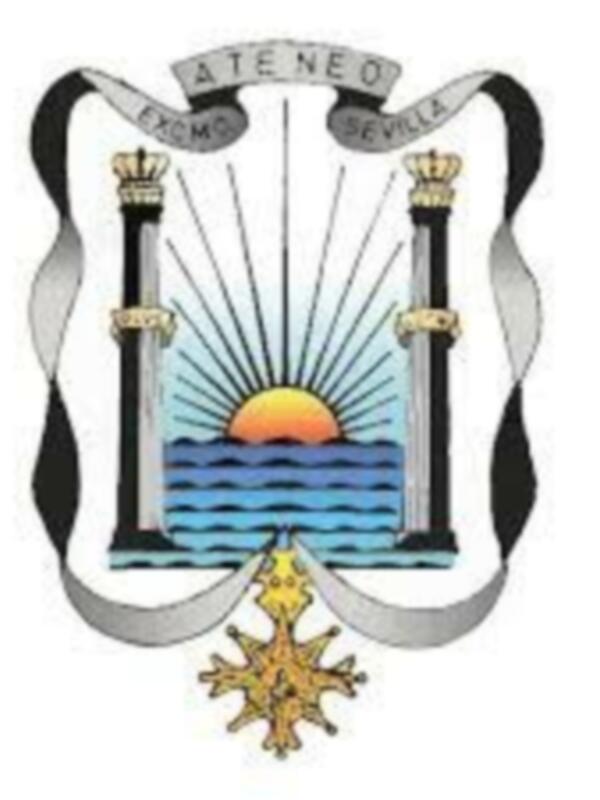 El escudo de Ateno, con dos columnas doradas y un sol brillante sobre el mar.