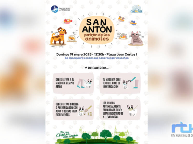 El Ayuntamiento de Chipiona repartirá bolsas a los propietarios de mascotas que acudan a la celebración de San Antón 