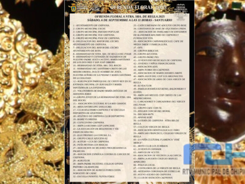 70 colectivos participarán el sábado en la Ofrenda Floral de las Fiestas de la Virgen de Regla