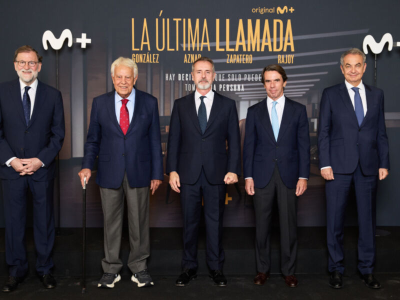 Movistar Plus+ reúne a Felipe González, José María Aznar, José Luis Rodríguez Zapatero y Mariano Rajoy en la presentación de la serie documental original 'La última llamada'